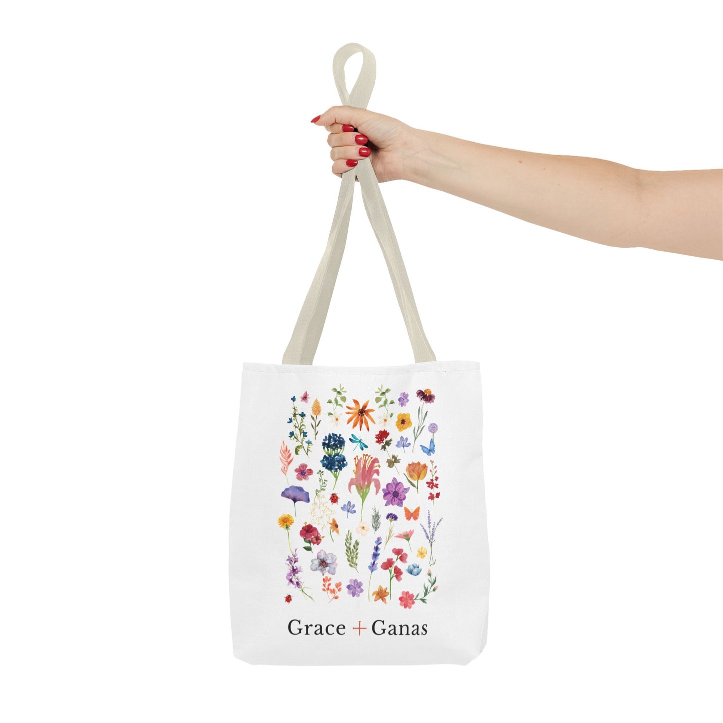 Grace + Ganas Floral Logo Tote Bag