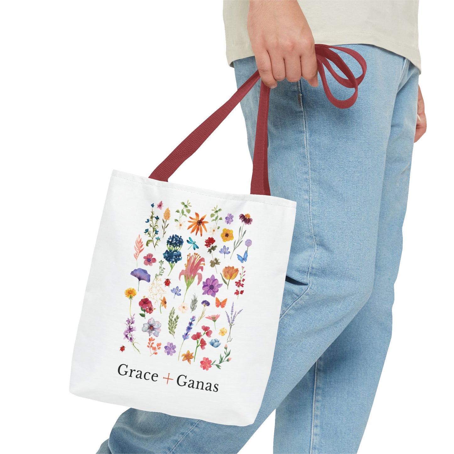 Grace + Ganas Floral Logo Tote Bag