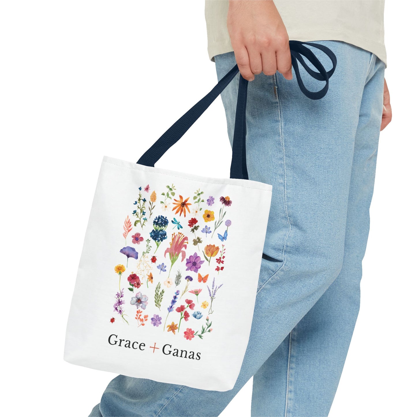 Grace + Ganas Floral Logo Tote Bag