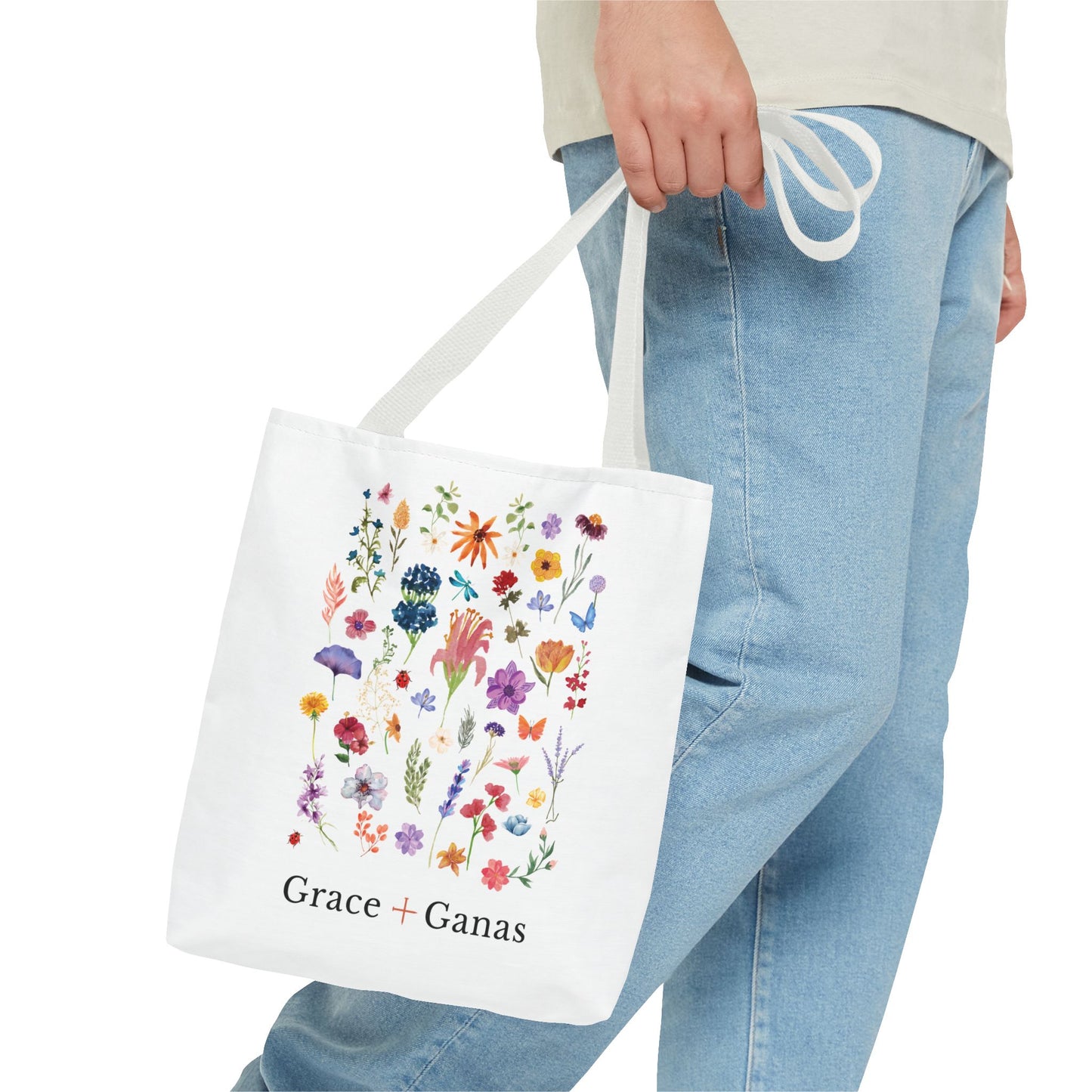 Grace + Ganas Floral Logo Tote Bag