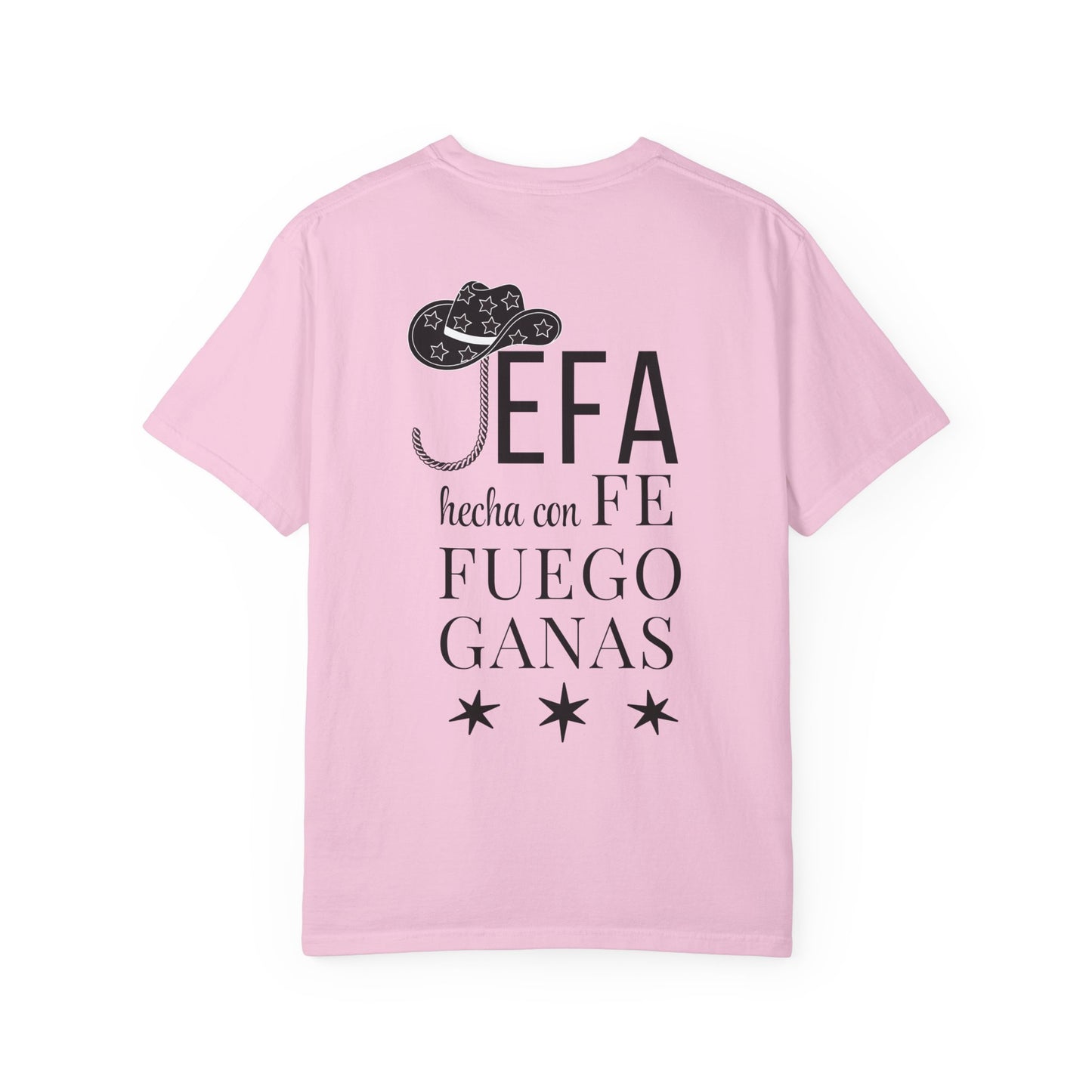 Jefa Hecha con Fe, Fuego y Ganas – Lilac Cowgirl Tee
