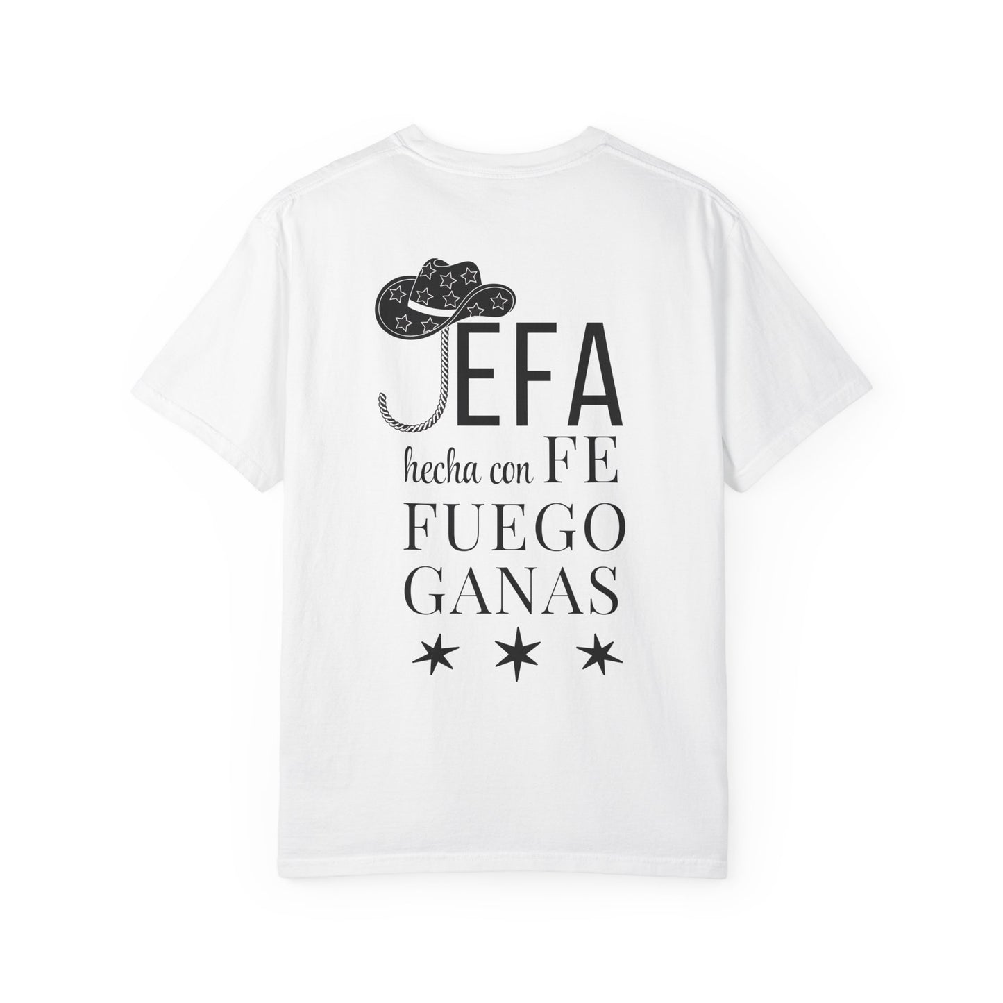 Jefa Hecha con Fe, Fuego y Ganas – Lilac Cowgirl Tee