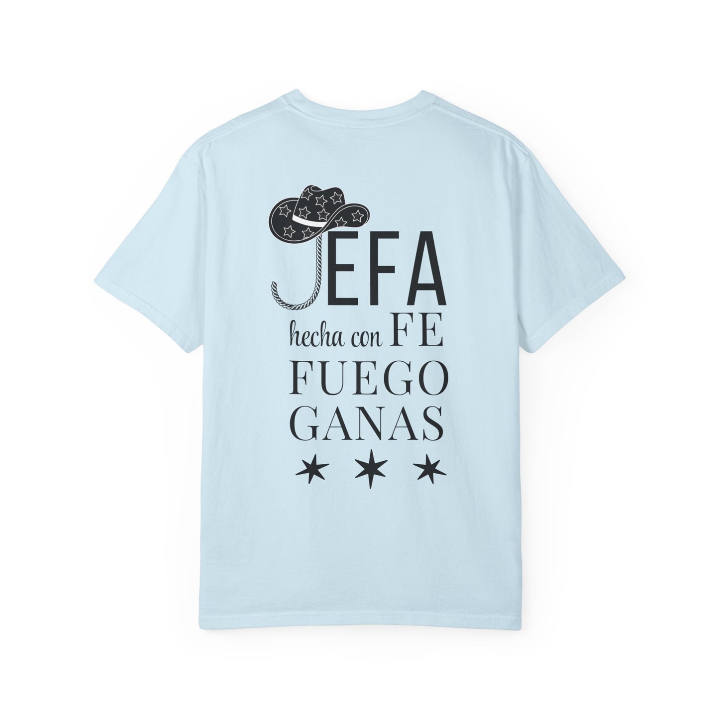 Jefa Hecha con Fe, Fuego y Ganas – Lilac Cowgirl Tee